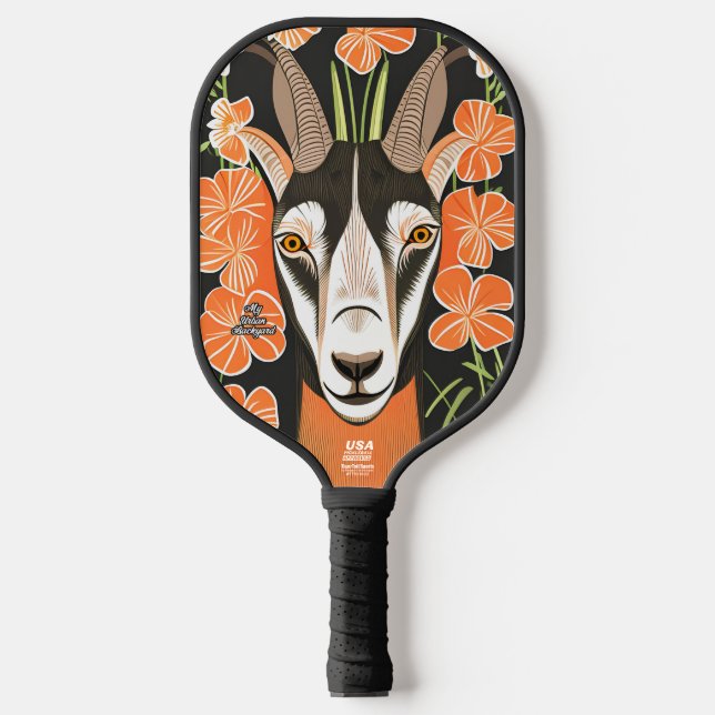Raquette De Pickleball Chèvre avec fleurs Pickleball personnalisé Paddle (Recto)