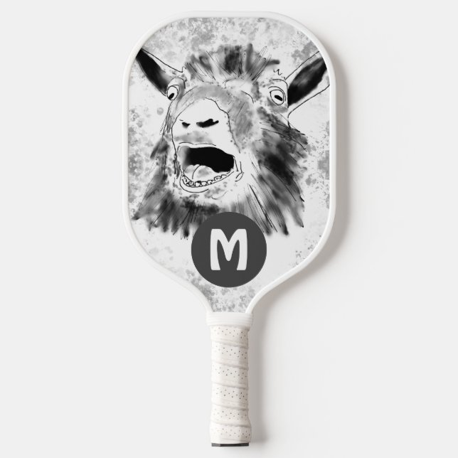 Raquette De Pickleball Chèvre Hurlante Drôle Monogramme (Recto)
