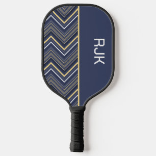 Raquette De Pickleball Chevron Bleu Monogrammé
