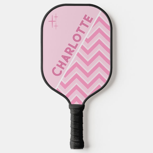 Raquette De Pickleball Chevron Rose Et Blanc Personnalisé Personnalisé (Recto)