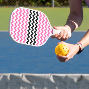 Raquette De Pickleball Chevron rose et noir par Shirley Taylor