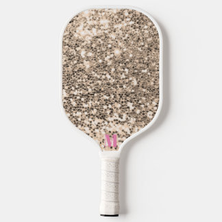 Raquette De Pickleball Chic rose blanc brillant éclaboussures Monogramme
