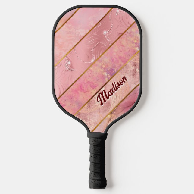 Raquette De Pickleball Chic rose or girly élégante géométrique (Recto)
