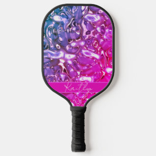 Raquette De Pickleball Chic Rose violet rose chaud Nom de la signature ma