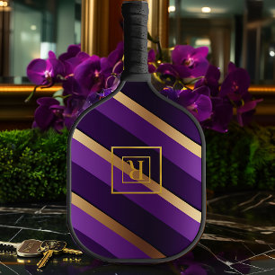 Raquette De Pickleball Chic Royal violet et or monogramme