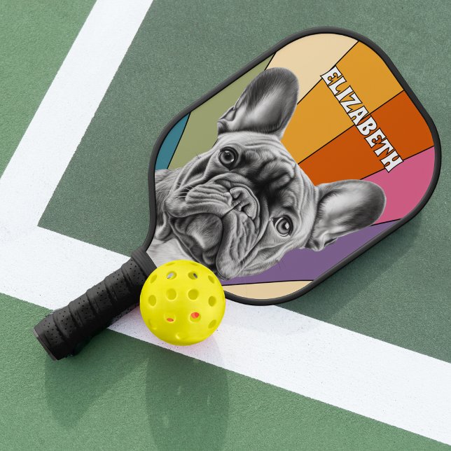 Raquette De Pickleball Chien de taule Super arc-en-ciel rétro personnalis (Créateur téléchargé)