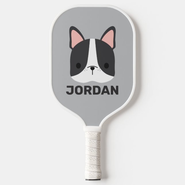 Raquette De Pickleball Chien-taureau français mignon avec nom personnalis (Recto)