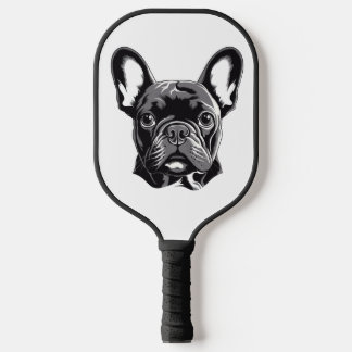 Raquette De Pickleball Chien-taureau français personnalisé noir et blanc