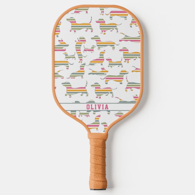 Raquette De Pickleball Chien Wiener Personnalisé, Chien Saucisse Coloré (Recto)
