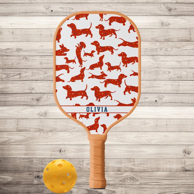 Raquette De Pickleball Chien Wiener personnalisé, Motif rétro de Chien de (Créateur téléchargé)