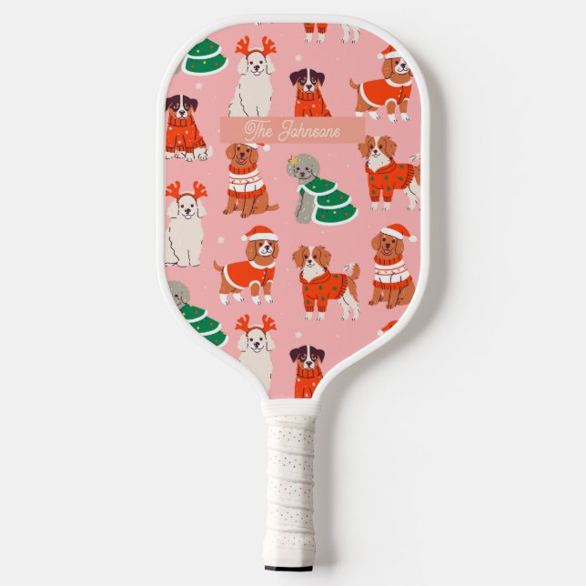Raquette De Pickleball Chiens de Noël Amoureux Pickleball personnalisé Pa (Verso)
