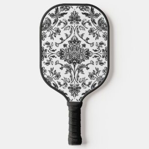Raquette De Pickleball Chinoiserie Florale Noir & Blanc Aquarelle