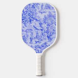 Raquette De Pickleball Chinoiserie Toile Blanc Bleu Français Style Rustiq