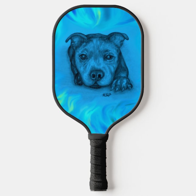 Raquette De Pickleball Chiots Staffy Bleu (Recto)