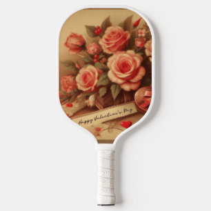 Raquette De Pickleball Chocolats et fleurs de la Saint-Valentin vintage