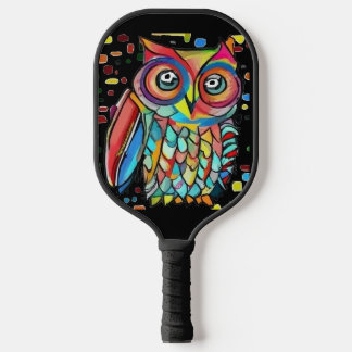 Raquette De Pickleball Chouette colorée cool funky Abstraite