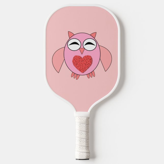 Raquette De Pickleball Chouette de coeur rose (Recto)