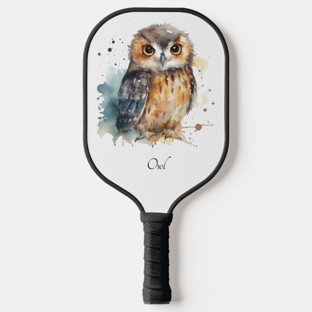 Raquette De Pickleball Chouette mignonne en aquarelle (Recto)