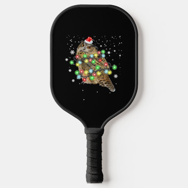 Raquette De Pickleball Chouette Noël Lumières Drôle Noël Chouette Adulte  (Recto)