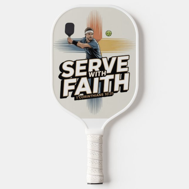 Raquette de pickleball chrétienne 'Servir avec foi (Recto)