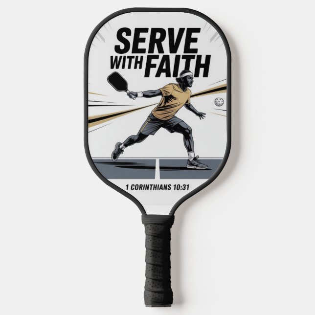 Raquette de pickleball chrétienne 'Servir avec foi (Recto)