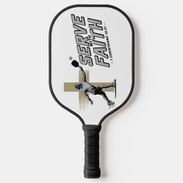 Raquette de Pickleball Chrétienne Servir Avec Foi (Recto)