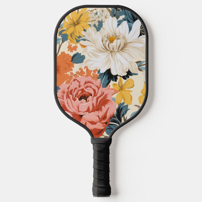 Raquette De Pickleball Chrysanthemum Fleur florale rétro (Recto)