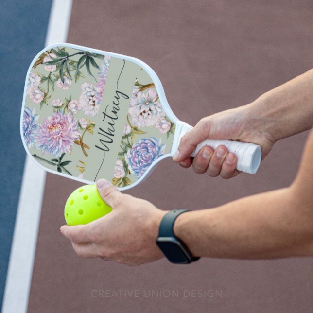 Raquette De Pickleball Chrysanthemum Flower Garden Botanique (Personalized Pickleball Paddle)
