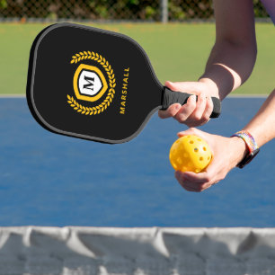 Raquette De Pickleball Cimetière du logo Monogramme noir et or