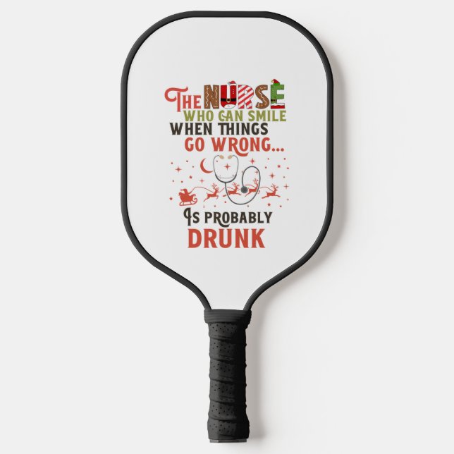 Raquette De Pickleball Citation de jeu de Noël de l'infirmière drôle (Recto)