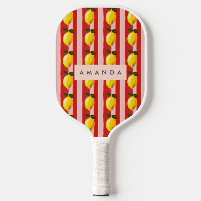 Raquette De Pickleball Citron personnalisé Motif citron jaune citron (Recto)