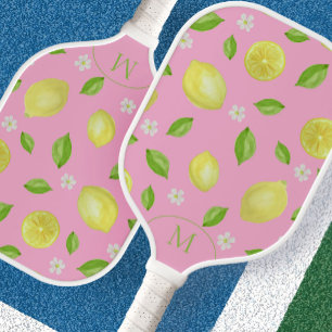 Raquette De Pickleball Citrons jaunes sur dames à initiale personnalisée
