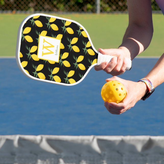 Raquette De Pickleball Citrus citron Nom du monogramme (Insitu)