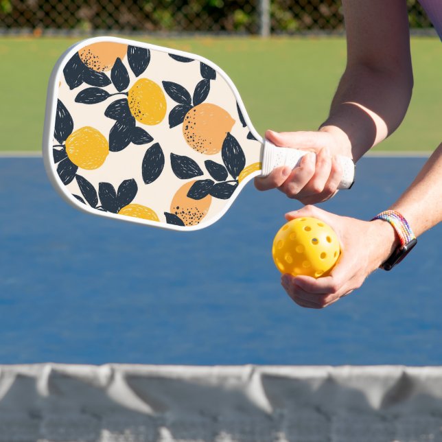 Raquette De Pickleball Citrus Lemon Oranges Motif d'illustration moderne (Insitu)
