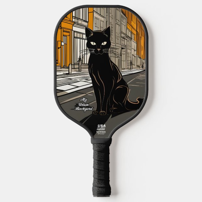 Raquette De Pickleball City Chat Noir Pickleball Personnalisé Paddle (Recto)