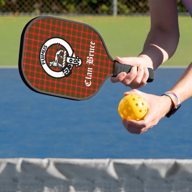Raquette De Pickleball Clan Bruce Crest Badge & Tartan Custom (Insitu)
