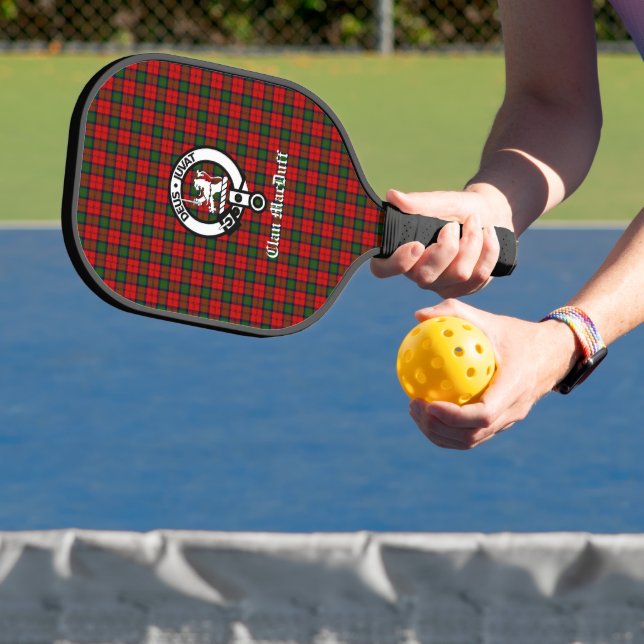 Raquette De Pickleball Clan écossais MacDuff Tartan et Crest Badge (Insitu)