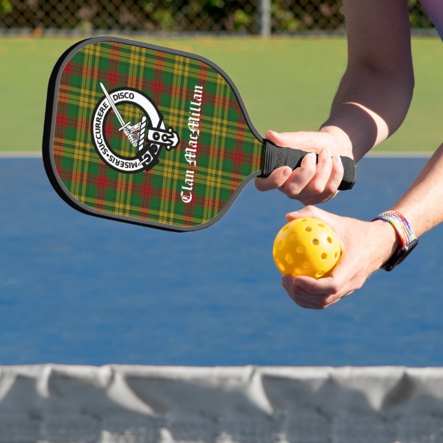 Raquette De Pickleball Clan MacMillan Crest Badge & Tartan (Insitu)