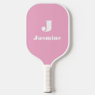 Raquette De Pickleball Classic Minimal Chic Cute Rose Nom initial Lettre