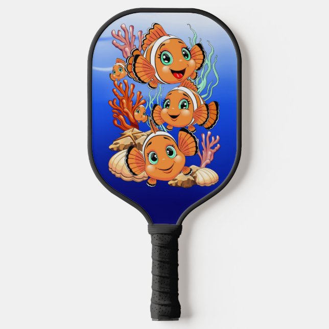 Raquette De Pickleball Clown fish Cartoon cute Family Underwater (Recto)