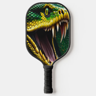 Raquette De Pickleball Cobra serpent avec écailles vertes et jaunes vibra