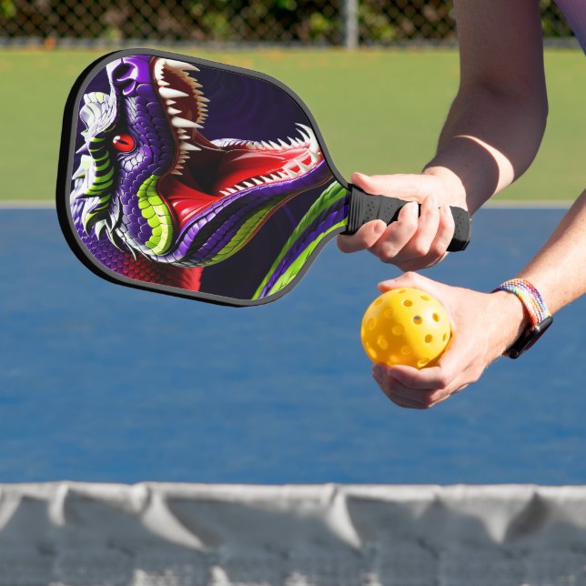 Raquette De Pickleball Cobra serpent avec écailles vertes et violettes vi (Insitu)