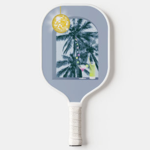 Raquette De Pickleball Cocktails Disco Ball Palms sur Blue
