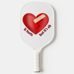 Raquette De Pickleball Coeur brisé guéri avec patch et citation de vie