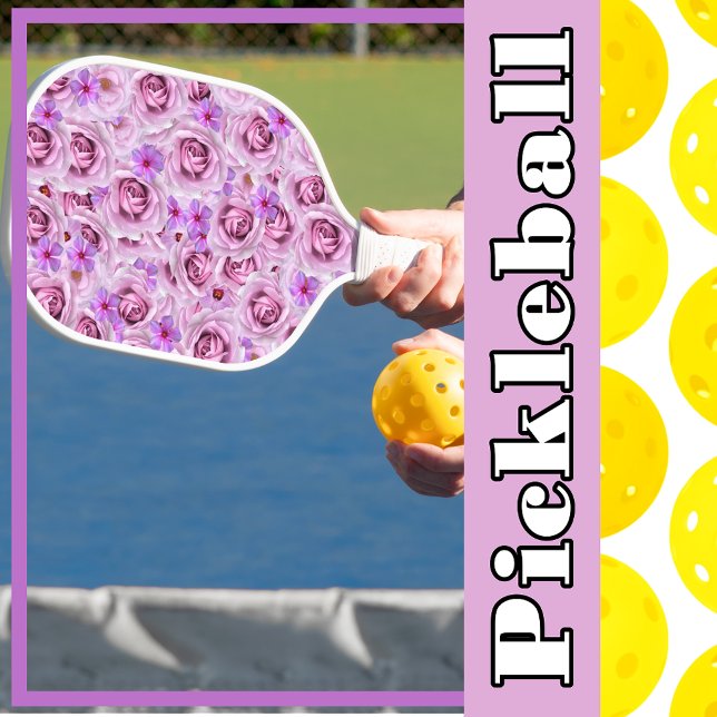 Raquette De Pickleball Collage floral de fleurs violettes de lavande (Créateur téléchargé)