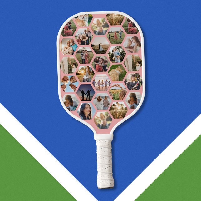 Raquette De Pickleball Collage photo Motif Hexagon géométrique (Créateur téléchargé)