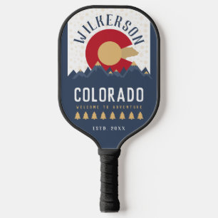 Raquette De Pickleball Colorado Mountains Vintage Co Drapeau Souvenirs