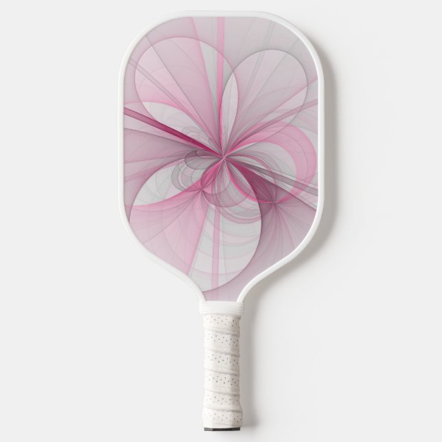 Raquette De Pickleball Conception Abstraite de fractal rose pâle moderne (Recto)