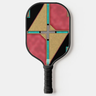 Raquette De Pickleball Conception Art Déco Cyberpunk Rouge, Or, Turquoise
