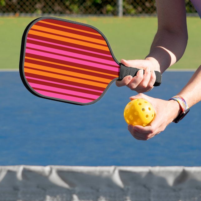Raquette De Pickleball Conception de bandes verticales orange rose rouge  (Insitu)